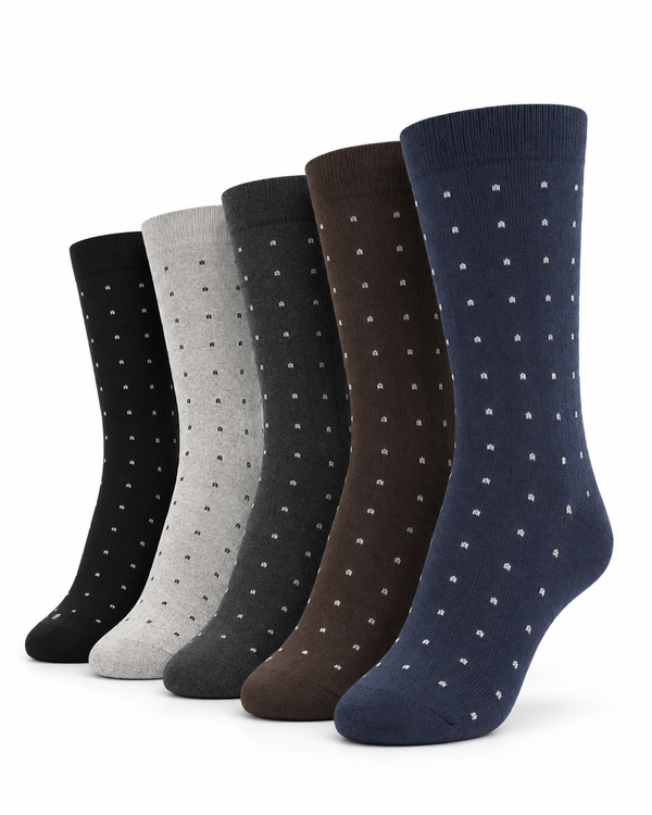 Dotted Classic Elegance Crew Socks Pack of 5