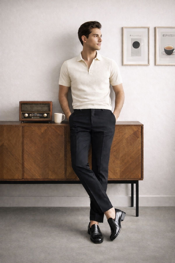 Textured Polo-White