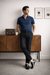 Textured Polo-Navy Blue