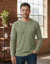Classic Waffle Henley-Olive Green