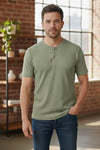 Classic Waffle Henley-Olive Green