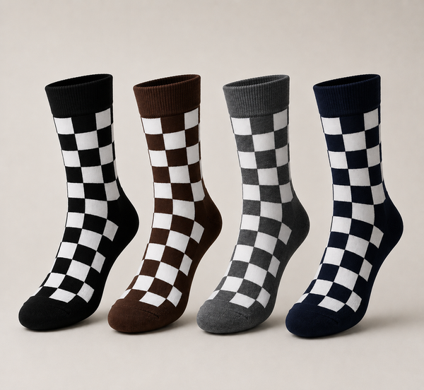 The Check Vibes Crew Socks Pack of 4
