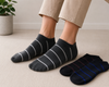 Slate Stripes Ankle Socks Pack of 3