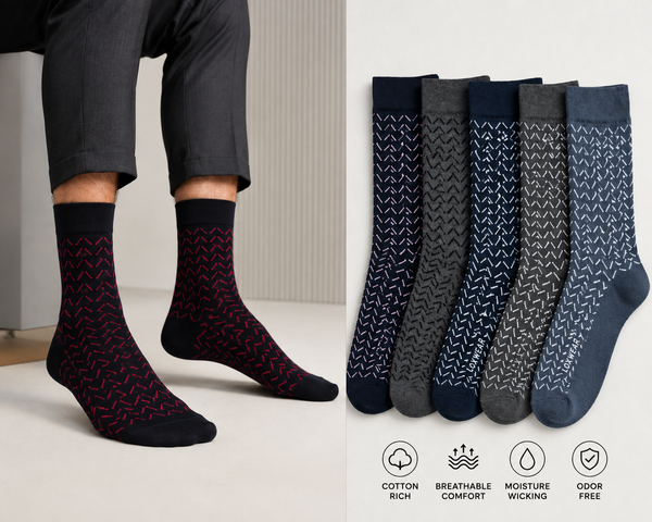 Crimson Edge Crew Socks Pack of 6