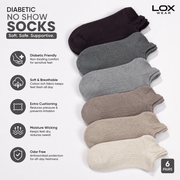 Pulse Ease Smart NoShow Socks Pack of 6 Pairs