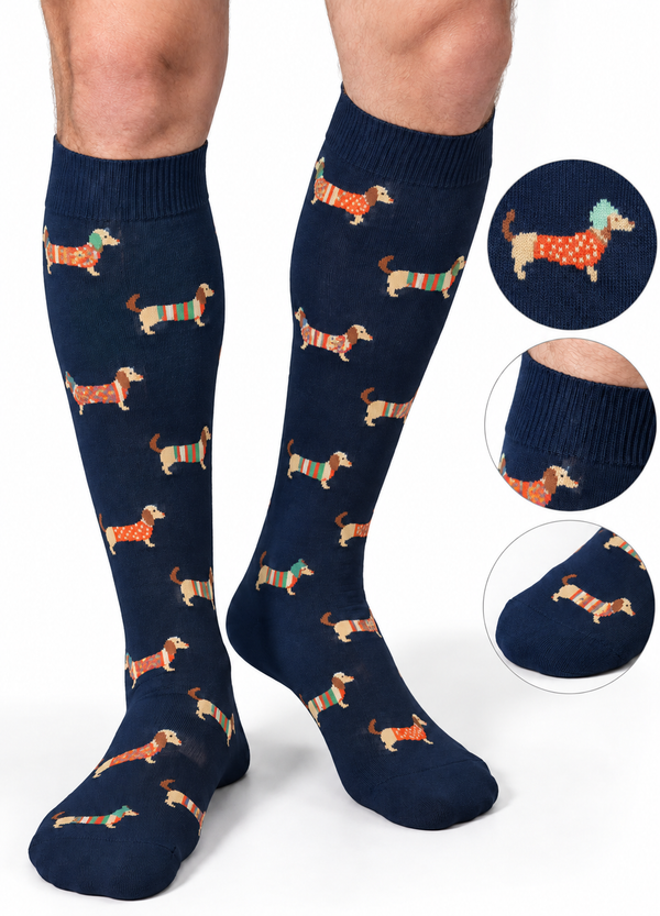 Knee Length Paws & Pattern Crew Socks Pack Of 2