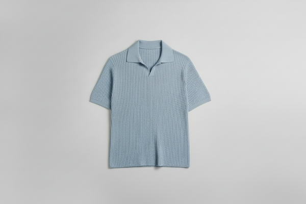Textured Polo-Sky Blue