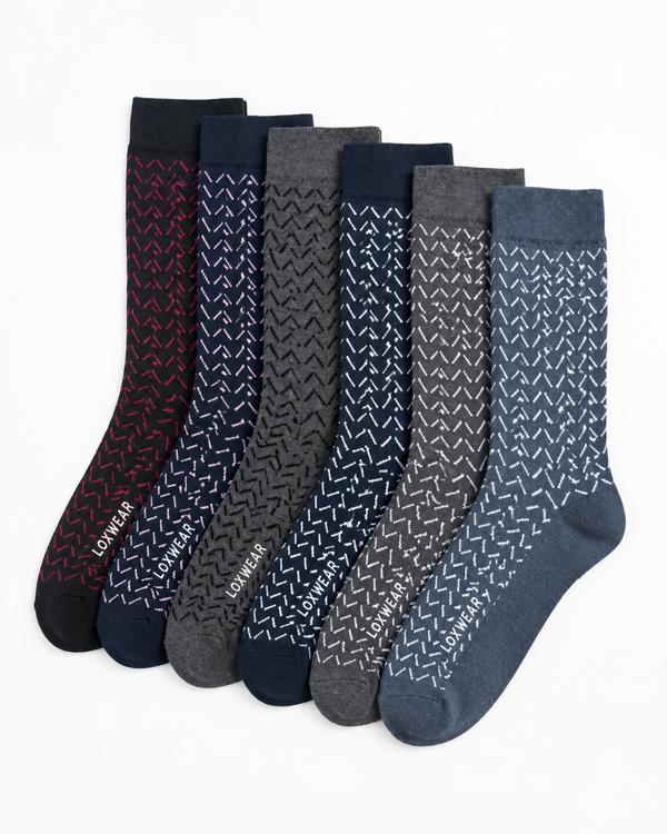 Crimson Edge Crew Socks Pack of 6