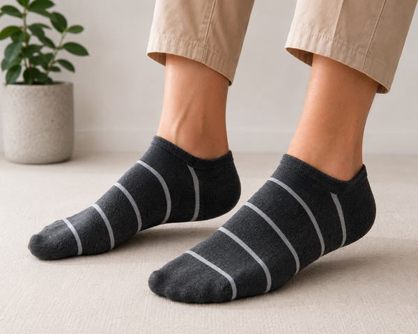 Slate Stripes Ankle Socks Pack of 3