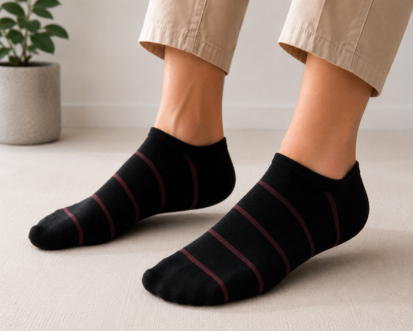 Slate Stripes Ankle Socks Pack of 3