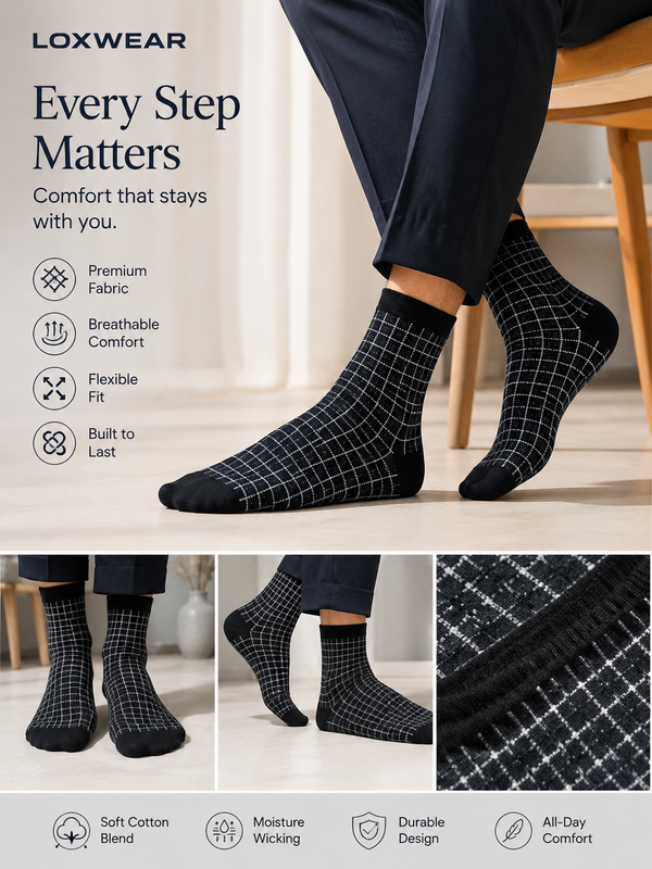 Urban Grid Crew Socks Pack of 3