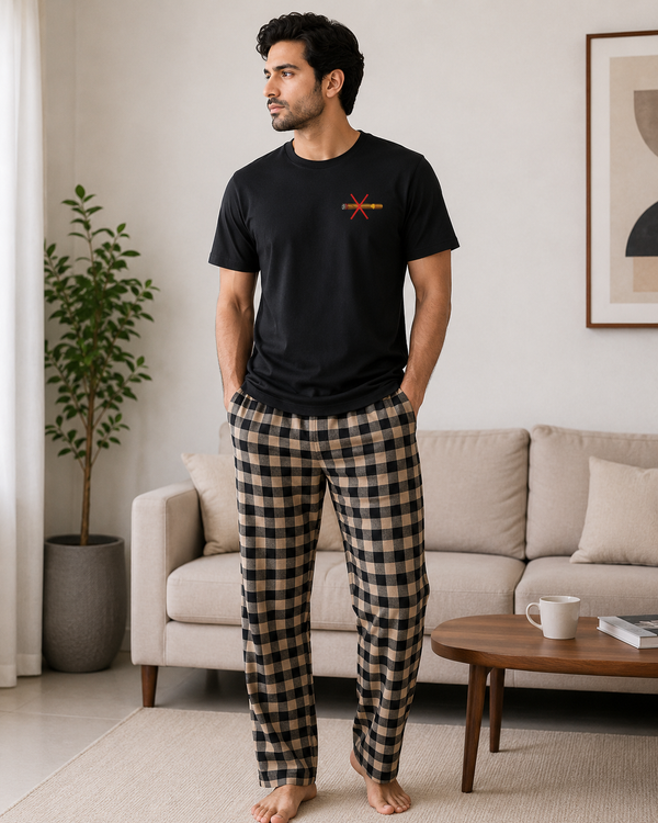 Black & Beige Loungewear 2 Pcs