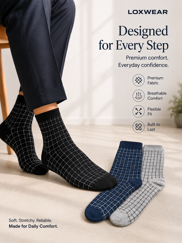 Urban Grid Crew Socks Pack of 3