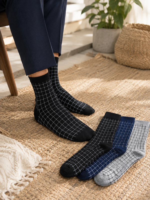 Urban Grid Crew Socks Pack of 3