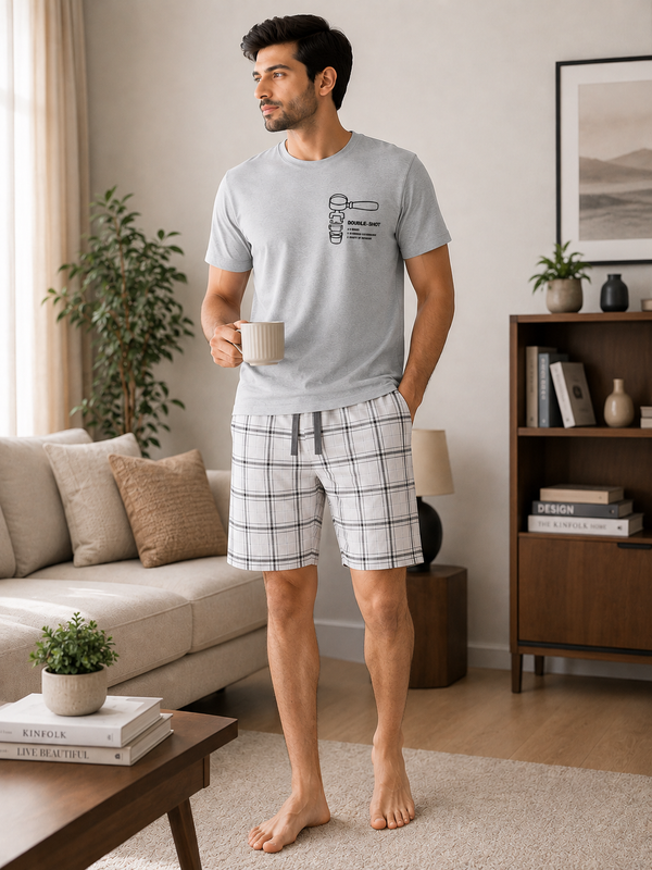 Coffee Check Shorts Lounge 2 Pcs