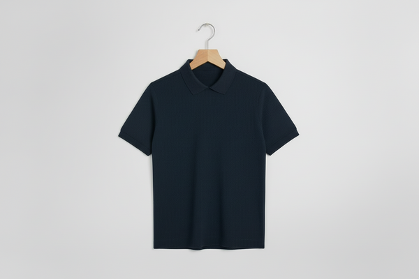 Textured Polo-Navy Blue
