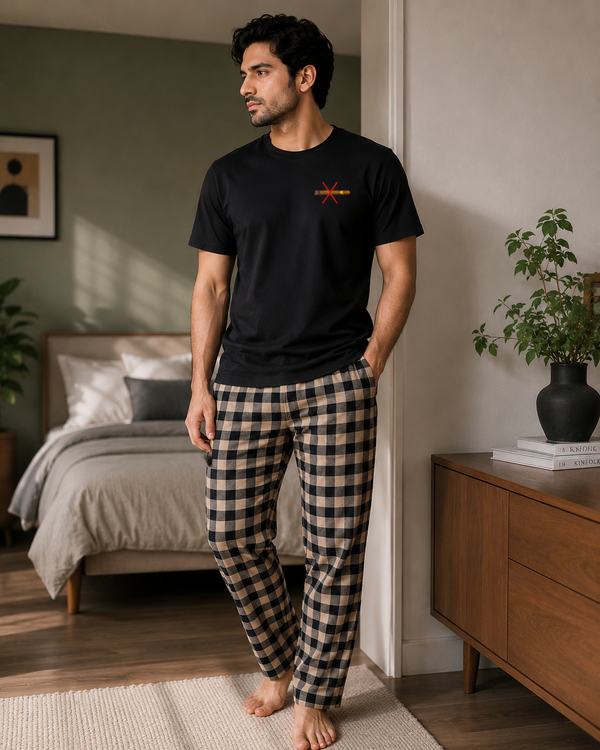 Black & Beige Loungewear 2 Pcs