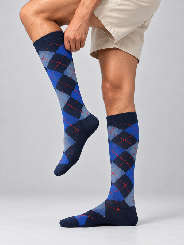 Knee Length Argyle Crew Socks Pack Of 3