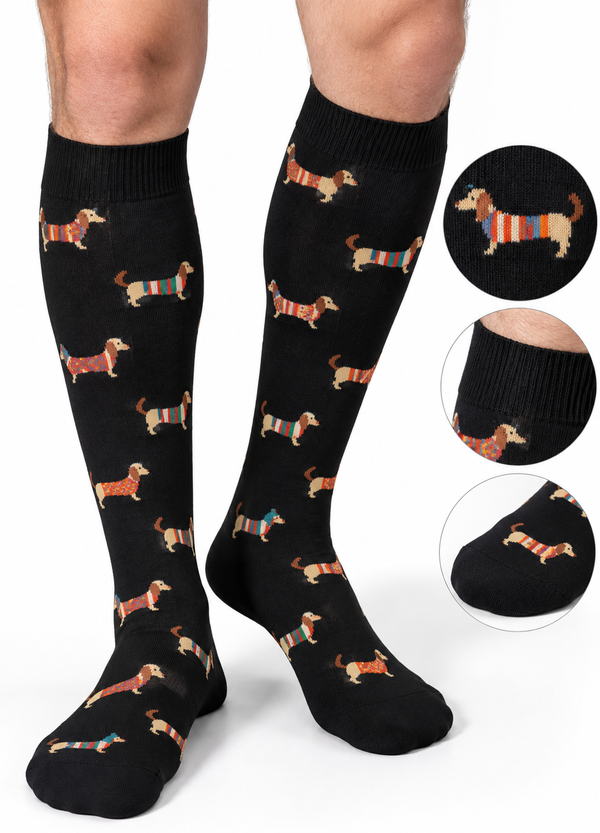 Knee Length Paws & Pattern Crew Socks Pack Of 2