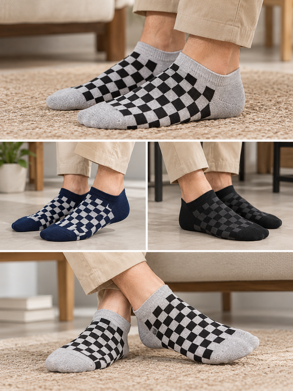 Check Vibes Ankle Socks Pack of 3